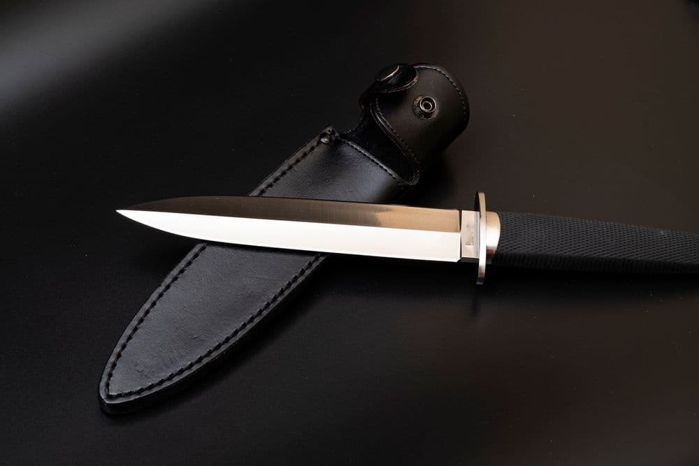 Damascus dagger with leather sheath product photo